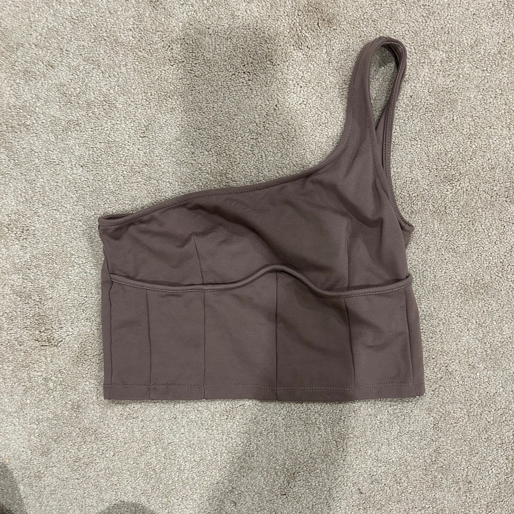 One shoulder Brown crop top